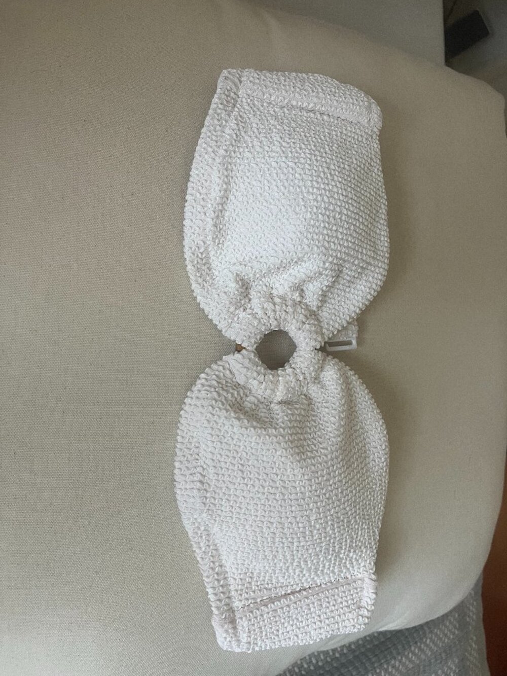 J.Crew Scrunchie Ring Bandeau Bikini Top Ivory NWT S AX952